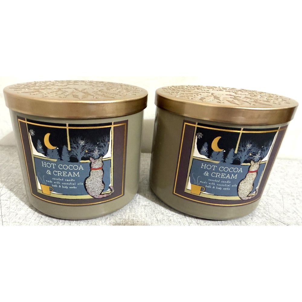 Bath and Body Works Hot Cocoa & Cream 3-Wick Candle Set of 2